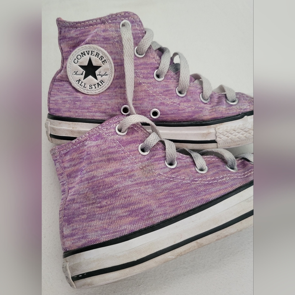 Converse Lavender High-Tops with White Accents All Star Shoes Girls Sz 1